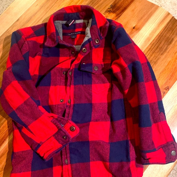 Heavy Flannel ( jacket , coat) do they have kids Shackets? Tommy Hilfiger Plaid - Picture 1 of 4